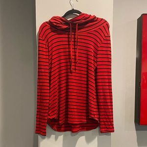 Striped cowl neck sweatshirt